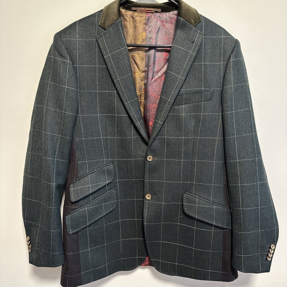 Ted Baker London Men's 100% Wool Blazer Suit Jacket Made In Italy Size 40R